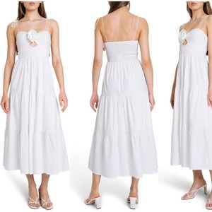 WAYF Victoria tiered ruffle stretch cotton dress